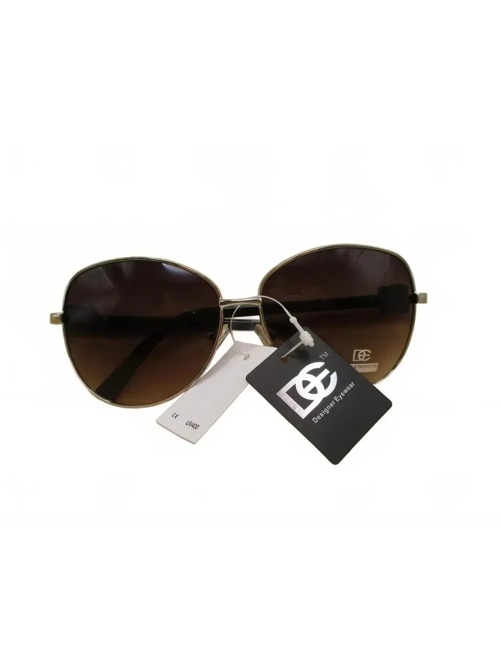 DG Eyewear Gold Metal Oversized Sunglasses Women Brown Gradient Lens New Tags